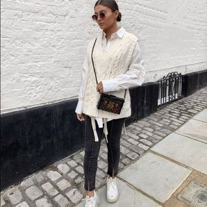 Zara Cream Woven Knit Vest